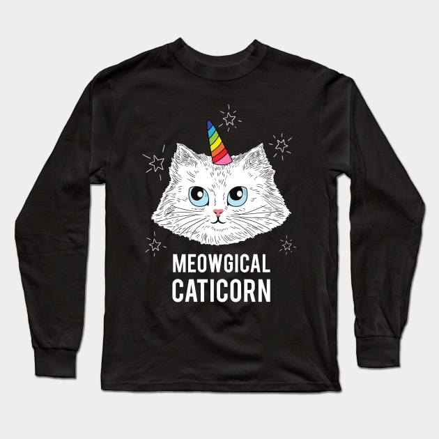 Meowgical Caticorn Long Sleeve T-Shirt by SuperrSunday